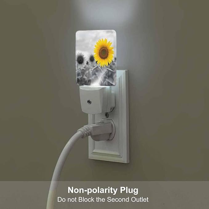 Sunflower Night Light Flowering Plant Leaves LED Night Lights Plug into Wall for Stairway Hallway Bedroom 0.5W Nightlight
