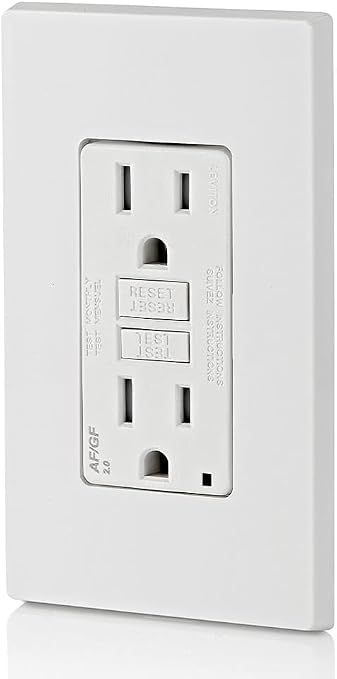 Leviton Dual-Function AFCI/GFCI Outlet,15 Amp,Self Test,Tamper-Resistant with LED Indicator Light,Protection from Both Electrical Shock and Electrical Fires in Device,AGTR1-W,White,(Pack of 10)