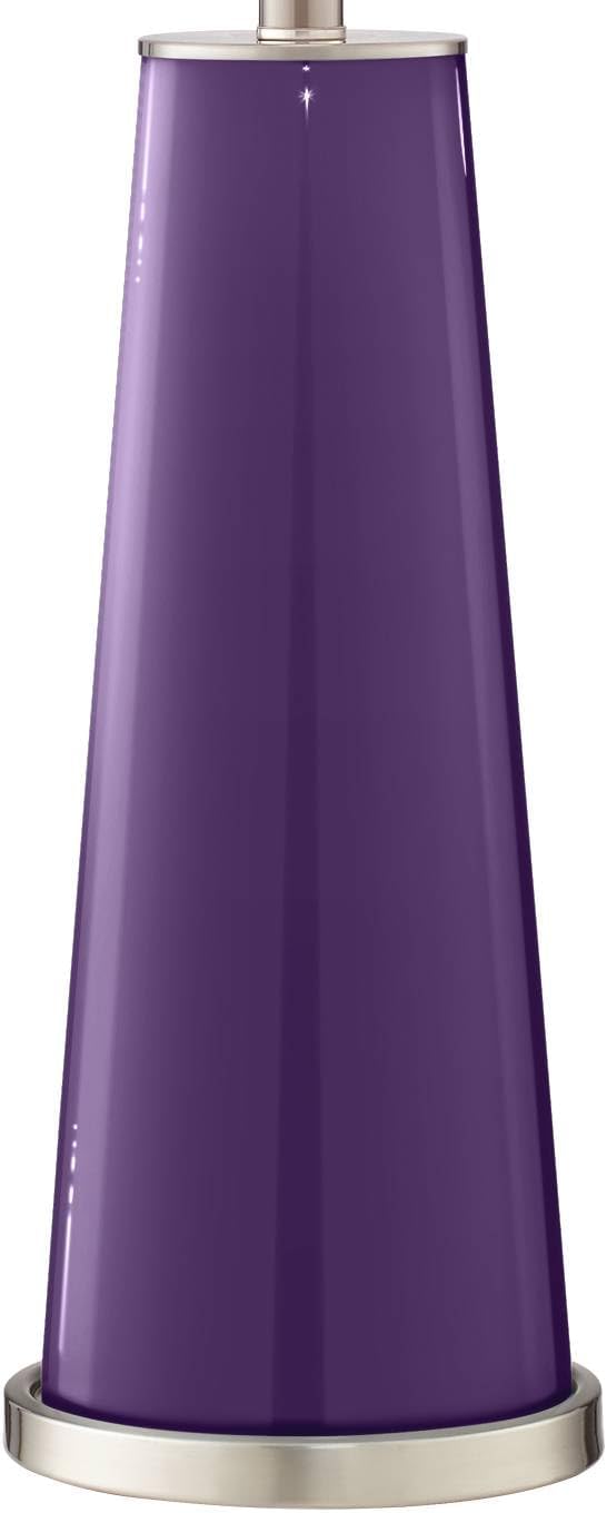 Color + Plus Leo 29 1/2" Tall Cylinder Modern End Table Lamps Set of 2 Acai Purple Brushed Nickel Finish Glass Fabric White Shade Living Room Bedroom Bedside Nightstand House Office Home Reading
