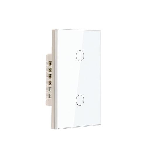 WiFi Smart Light Switch,2-Button Single Gang 2.4GHz Wi-Fi Touch Switch, Neutral Wire Required,Work with Smart Life/Tuya App and Alexa,White
