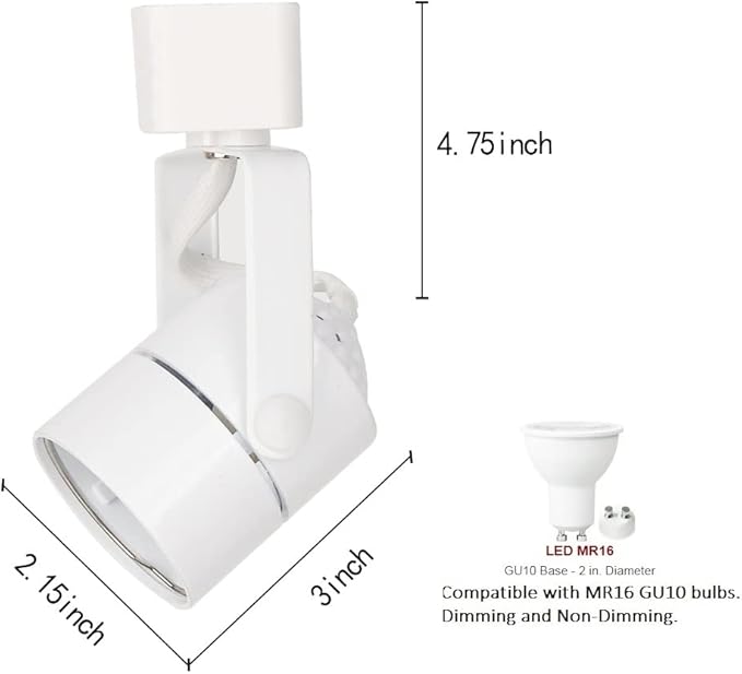 MR16 GU10 Halo Track Lighting Heads fixtures(no Bulb), ETL Listed,White,4Pack