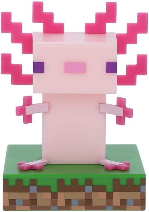 Minecraft Axolotl Icon Light - Officially Licensed Minecraft Product | 11cm Minecraft Axolotl Character Design • Soft Ambient Glow • Portable Battery Powered Light