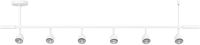 Globe Electric 64000054 6-Light Adjustable Height Track Lighting, Matte White, Pivoting Shades, GU10 Base, Minimalist Ceiling Light for Kitchen or Dining Room, Dimmer Switch Compatible