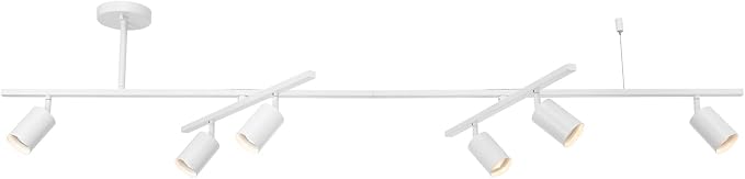 Globe Electric West 64" 6-Light Track Lighting, Matte White, Center Swivel Bars, Bulb Not Included