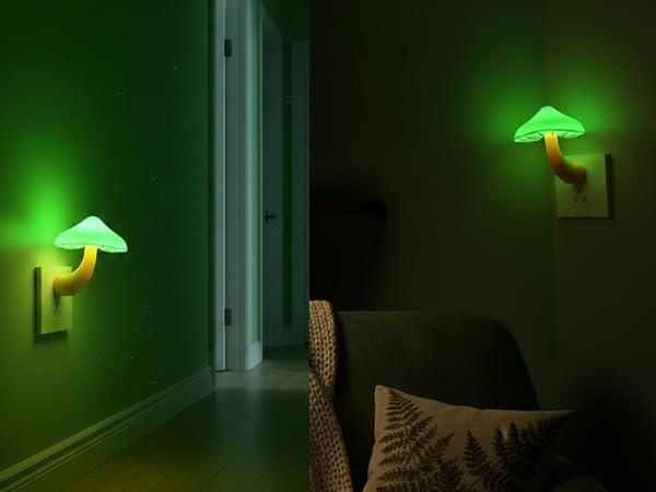 LED Mushroom Night Light Plug in Lamp,2 Pack Color Changing Light Sensor Night Lights Plug into Wall, Decor Night Light for Kids Adults Room Bedroom Bathroom Hallway Kitchen