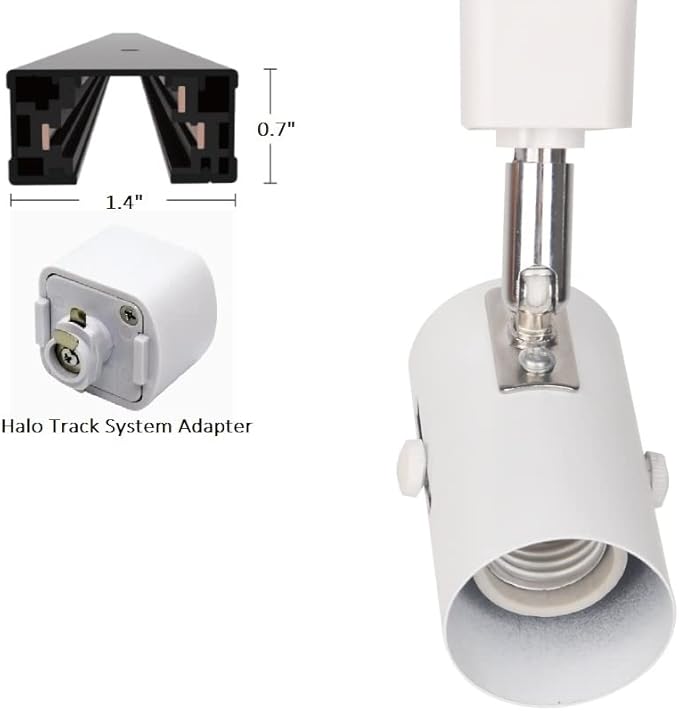 White line Voltage Track Lighting Heads E26 H Type(no Bulb), ETL Listed,4Pack
