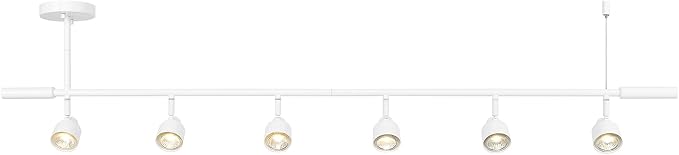 Globe Electric 64000054 6-Light Adjustable Height Track Lighting, Matte White, Pivoting Shades, GU10 Base, Minimalist Ceiling Light for Kitchen or Dining Room, Dimmer Switch Compatible