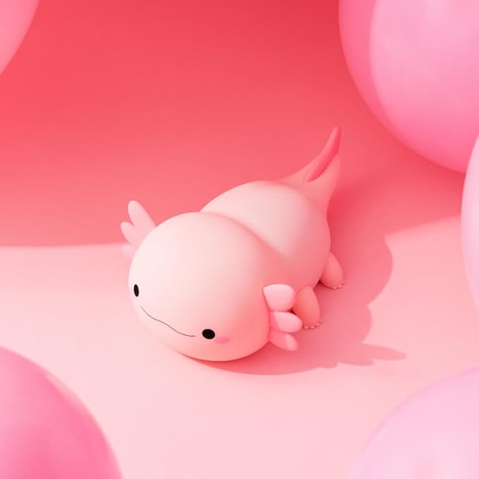 QANYI Axolotl Night Light, Cute Pink Silicone Axolotl Animal with Soft Touch NightLight for Kids Room, Dim Nursery Lamp with Rechargeable for Baby Toddlers, Gifts for Girls Teens Birthday Valentines