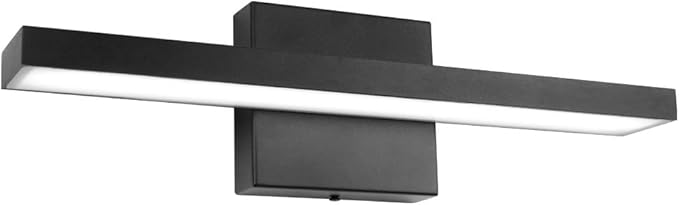 Ralbay 15.7 inch Modern LED Black Vanity Light 12W Frosted Aluminum for Bathroom Vanity Lighting Fixtures Cool White 6000K