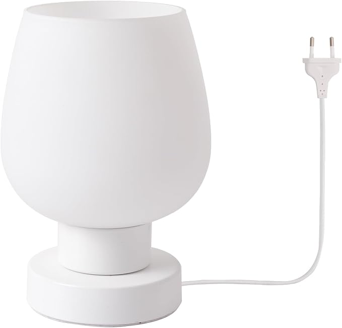 Touch Table Lamp with 3 Way Dimmable for Bedroom Nightlight Living Room, Modern Desk Lamp with LED Bulb, White Opal Glass Lamp Shade, Metal Base