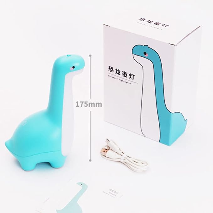 Dinosaur Night Light, Adjustable Night Lamp for Kids Girls Boys, USB Rechargeable Touch Control Bedside Sleep Lamp, Cute Dinosaur Birthday Gifts for Toddlers,Teens, Friends, Blue