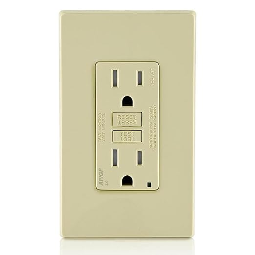 Leviton Dual-Function AFCI/GFCI Outlet, 15 Amp, Self Test, Tamper-Resistant with LED Indicator Light, Protection from Both Electrical Shock and Electrical Fires in One Device, AGTR1-I, Ivory