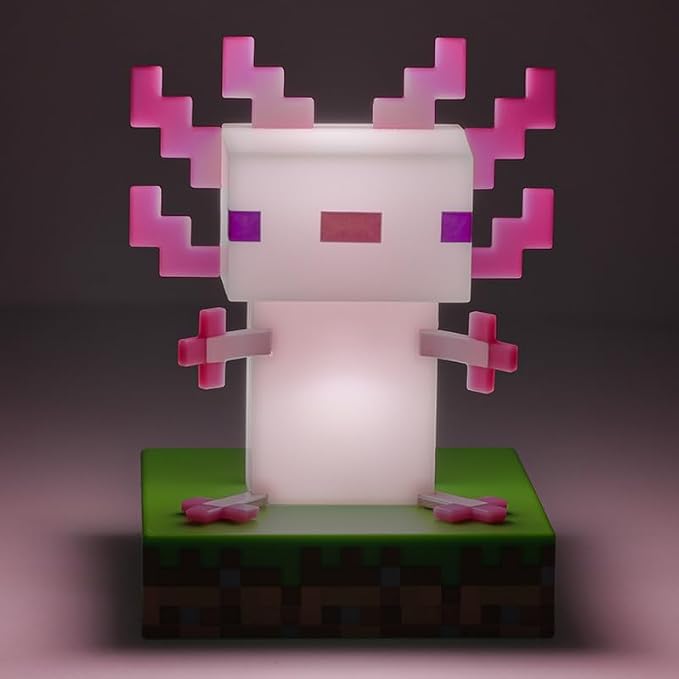 Minecraft Axolotl Icon Light - Officially Licensed Minecraft Product | 11cm Minecraft Axolotl Character Design • Soft Ambient Glow • Portable Battery Powered Light