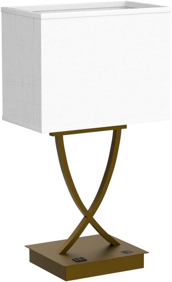 OYedis 3-Way Dimmable Touch Control Medium Table Lamp with Type C/USB Charging Port and 1 AC Outlet White Shade 21.38" Bedside Nightstand Lamp for Bedroom Living Room Office and Hotel Bulb Included
