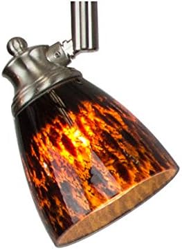 4 Light Adjustable Track Light, Brushed Steel Finish, Brown Glass Shade, Ready to Install, Bulb Included, D268-44C-BS-BRNS