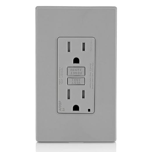 Leviton Dual-Function AFCI/GFCI Outlet, 15 Amp, Self Test, Tamper-Resistant with LED Indicator Light, Protection from Both Electrical Shock and Electrical Fires in One Device, AGTR1-GY, Gray