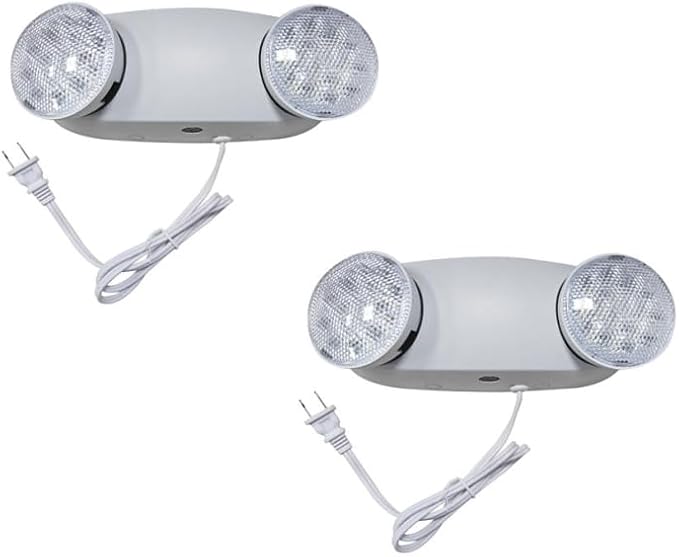 TANLUX LED Emergency Lights with Battery Backup, Commercial Emergency Light Fixtures for Business Home Power Failure Emergency Exit Sign Lighting with 1.0 Meter Plug in Cord(White, 2 Pack)