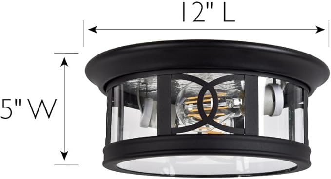 Design House 589002-BLK Summit Traditional Outdoor/Indoor Dimmable Ceiling Light with Clear Glass for Porch Entryway Patio Hallway, Textured Matte Black