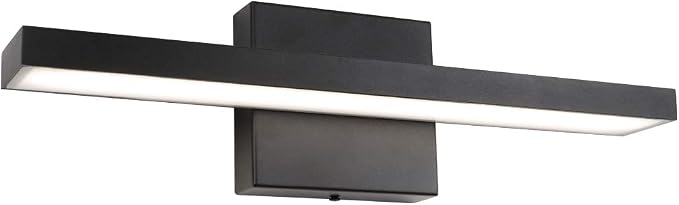 Ralbay 15.7 inch Modern LED Black Vanity Light 12W Frosted Aluminum for Bathroom Vanity Lighting Fixtures Natural White 4500K