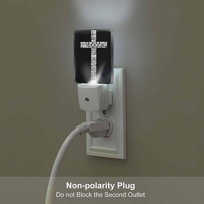 The Cross Night Light Christianity with Biblical Verses LED Night Lights Plug into Wall for Stairway Hallway Bedroom 0.5W Nightlight
