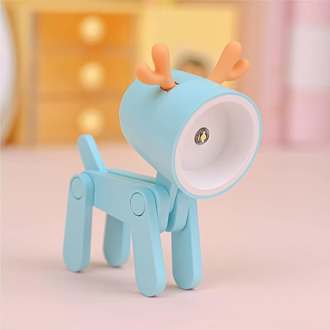 Cute Night Light for Kids, Mini Led Table Desk Lamp, Decorative Lamp Indoor Nightstand, Animal Pet Nightlights, Christmas Decorate Birthday Gifts for Children, Students (1 x Blue Deer)