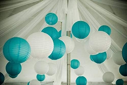 UNIQOOO 18PCS Ocean Blue Paper Lantern Wedding Party Decoration Set, Hanging Japanese Lantern Decor Supply, Easy Assemble, For Home Outdoor Baby Bridal Shower, Birthday Favor Supply, Assorted Sizes