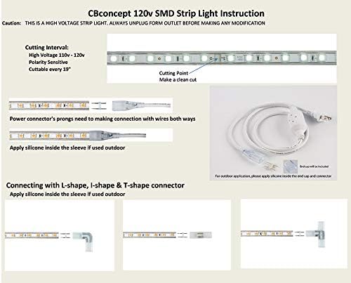UL Listed, 13 Feet, 1400 Lumen, Red, Dimmable, 110-120V AC Flexible Flat LED Strip Rope Light, 240 Units 3528 SMD LEDs, Indoor Outdoor Use, Accessories Included, Ready to use