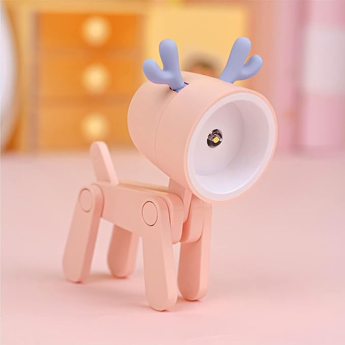 Cute Night Light for Kids, Mini Led Table Desk Lamp, Decorative Lamp Indoor Nightstand, Animal Pet Nightlights, Christmas Decorate Birthday Gifts for Children, Students (1 x Pink Deer)