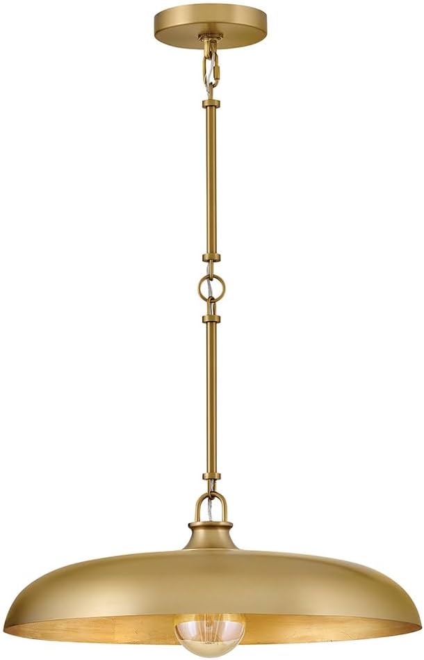 Hinkley Sadie 18" Medium Dome Pendant, Lacquered Brass Finish | Saucer Chandelier, Includes (5) 7" Chain Linked Stems, Needs a Med. LED Bulb, Adjustable Height, Dining Room, Kitchen