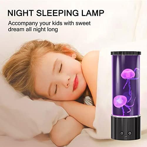 FBSPORT Jellyfish Lamp, Jellyfish Night Aquarium Tank Night Light 17 Color Changing with Remote Control for Kids Adults Home Office Decor Table Lamp Gifts for Christmas(Black, 8.6 inch)