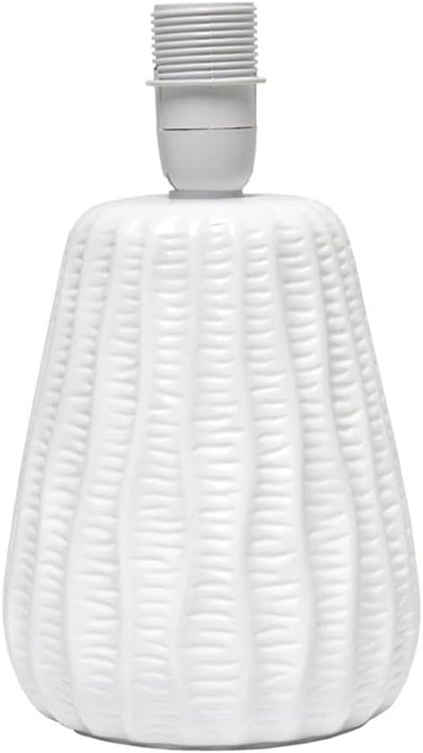 Simple Designs LT1138-OFF 11.02" Traditional Mini Modern Ceramic Texture Pastel Accent Bedside Table Desk Lamp w Matching Fabric Shade for Decor,Bedroom, Nightstand, Living Room, Entryway, Off White