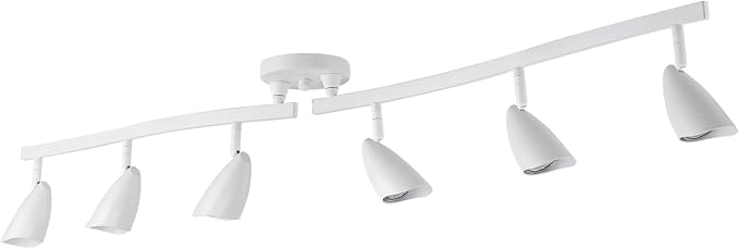Globe Electric 59353 Grayson 6-Light Adjustable S-Shape Track Lighting, White Color, Matte Finish, 8.66", Bulbs Not Included
