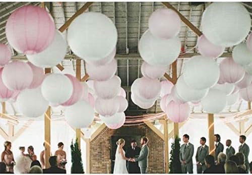 Pink Paper Lanterns 12 Pcs Assorted size of 6" 8" 10" 12" Chinese Round Paper Hanging Decorations Ball Lanterns Lamps for Home Decorations, Parties, and Weddings