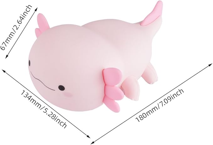 Axolotl Night Light – Cute Rechargeable Dimmable Silicone Lamp for Kids, Kawaii Bedside & Nursery Decor, Trendy for Girls & Boys (Pink)