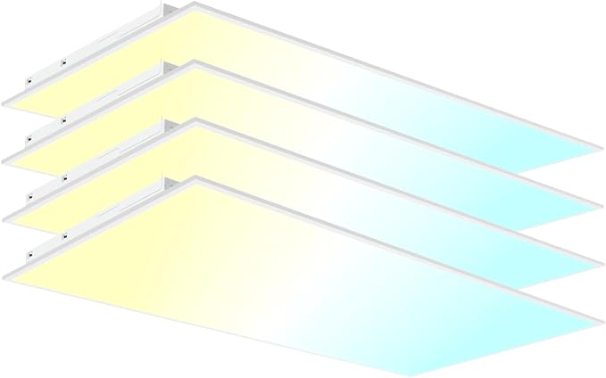 2x4 LED Flat Panel Light LED Drop Ceiling Light Fixture, 5 CCT 3000K-6500K Adjustable & 5 Wattage Selectable Recessed Back-Lit Fixture for Office, ETL Listed(4Pack 2x4)