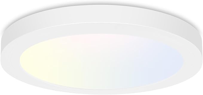 hykolity 7 Inch Selectable CCT LED Round Flat Panel Light,1500LM | 15W 3000K/4000K/5000K,Edge-Lit Flush Mount Ceiling Light Fixture for Kitchen, Bedroom, Laundry and Closet Room, White