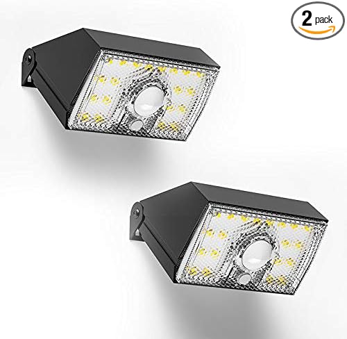 Solar Wall Lights Outdoor, 3000K 4000K Solar Fence Lights with Motion Sensor, 3 Modes,1000LM Dimmable Fence Light Solar Powered for Outside Yard Deck Step, 2pcs