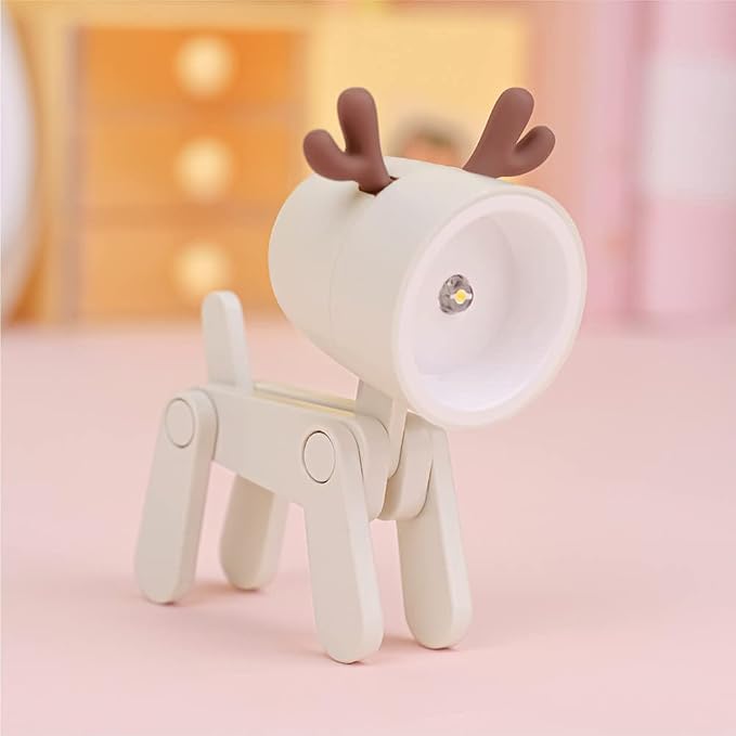 Cute Night Light for Kids, Mini Led Table Desk Lamp, Decorative Lamp Indoor Nightstand, Animal Pet Nightlights, Christmas Decorate Birthday Gifts for Children, Students (1 x Off-White Deer)