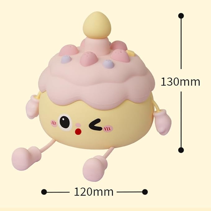 Fun Night Light - Cute Birthday Cake Night Lamp USB Rechargeable, Auto-off Nursery Bedside Sleep Lamp 2 Brightness Levels, Women Girls Boys Teens Friends Christmas Anniversary Birthday Gifts