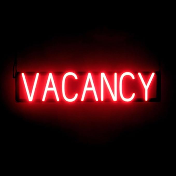 LED Neon VACANCY Sign for Business - Red, 30" x 6" | Ultra-Bright Click-Together Signage for Hotels & Motels, with Visibility from 500 ft - 8 Animations, 6 Brightness Options