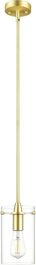 Satin Brass Pendant Lights Kitchen Island - Medium Clear Glass Pendant Light Fixture