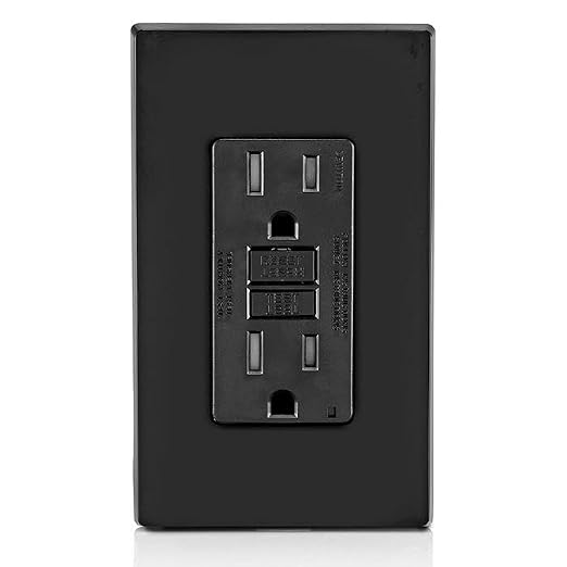 Leviton GFCI Outlet, 15 Amp, Self Test, Tamper-Resistant with LED Indicator Light, Protection from Electric Shock and Electrocution, GFTR1-E, Black