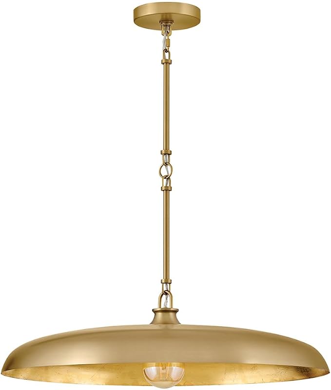 Hinkley Sadie 24" Large Dome Chandelier, Lacquered Brass Finish | Saucer Pendant, Includes (5) 7" Chain Linked Stems, Needs a Med. LED Bulb, Adjustable Height, Dining Room, Kitchen
