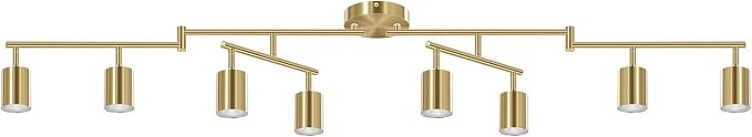 Track Lighting Fixture Ceiling Gold, Modern Track Light Fixtures Kitchen, 8-Light Rotatable LED Track Lights, Semi Flush Wall Sconces Lighting for Dining Room/Hallway(GU10 Socket, Bulb Not Included)