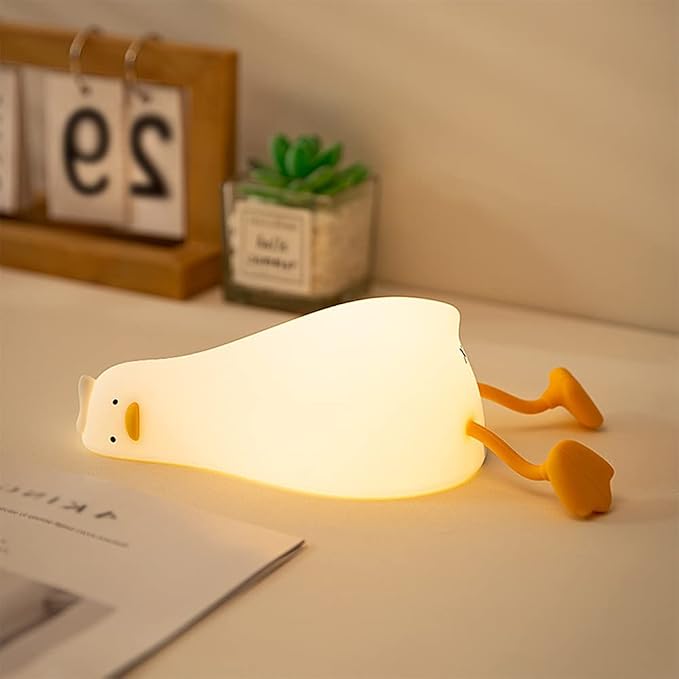 LED Duck Night Light Cute Small Lamp Night Light for Kids 3 Levels Dimmable Nursery Nightlight with Timer Silicone Squishy Duck Portable Rechargeable Touch Bedside Lamp