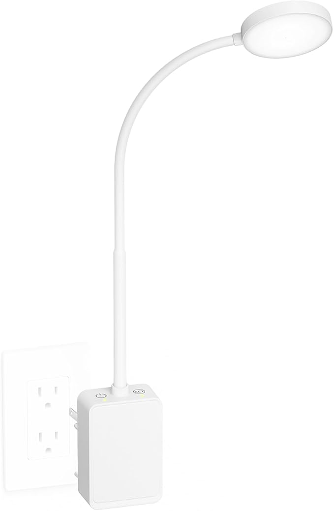 Plug in LED Book Reading Light, White Flexible Dimmable Wall Sconce Night Lamp with Plug for Bedroom Kitchen Kids Room, Dual Touch Switch, 3 Lighting Colors, 110° Wide Light Angle
