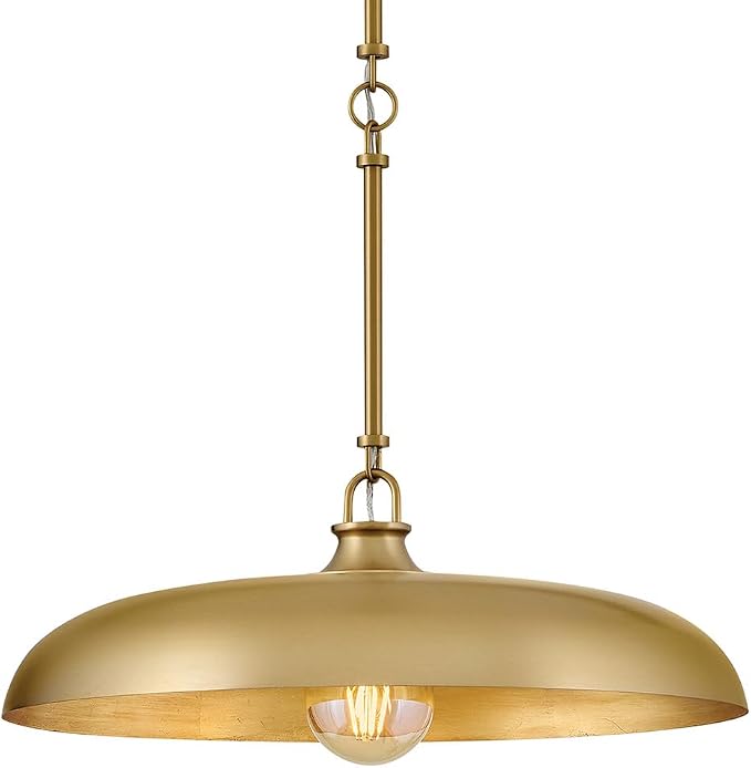 Hinkley Sadie 18" Medium Dome Pendant, Lacquered Brass Finish | Saucer Chandelier, Includes (5) 7" Chain Linked Stems, Needs a Med. LED Bulb, Adjustable Height, Dining Room, Kitchen