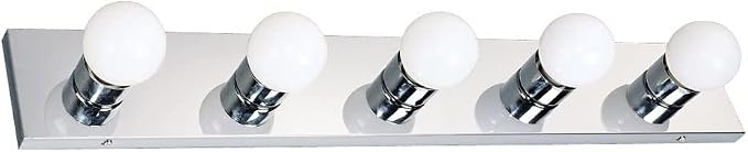 Design House 509653 5-Light Vanity Strip Light Contemporary Dimmable for Bathroom, Bedroom, Makeup Vanity, Polished Chrome | Dimmable, Wall Mount, Contemporary/Modern, Steel, Lighting, 509653