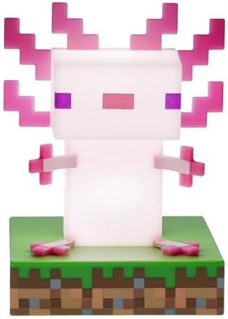 Minecraft Axolotl Icon Light - Officially Licensed Minecraft Product | 11cm Minecraft Axolotl Character Design • Soft Ambient Glow • Portable Battery Powered Light