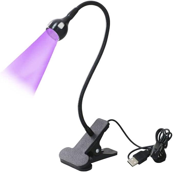USB 3W Blacklight Fixtures with Gooseneck and Clamp,395NM LED Black Light | Portable UV Glue Curing Lamp, Black Light Lamp for Blacklight Poster, Art Resin Curing,Blacklight Party, Face Paint Black